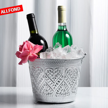 He jiagong's high-looking metal ice wine bucket handmade heart-shaped champagne bucket home red wine ice bucket bar ktv ice bucket aluminum