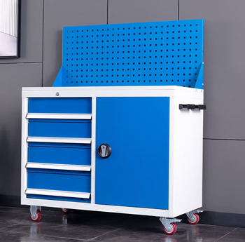 Wen yijia factory tool cabinet workshop heavy-duty storage cabinet thickened storage cabinet with hanging plate storage cabinet tool cart four-bucket right cabinet tool cabinet 128x100x50cm