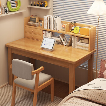First forest solid wood desk bedroom office desk and chair combination home computer desk study workbench student learning writing desk small apartment highly recommended fas grade tasteless all solid wood wood color 60*40cm simple installation丨with installation tools