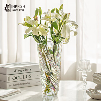 Cuttlefish high-end light luxury glass vase large wealthy bamboo living room flower arrangement container hydroponic new year gift