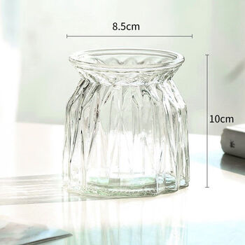 Transparent vase container mint green dill hydroponic plant round water small container creative simple glass vase ornaments transparent diamond 10cm
