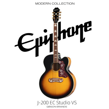 Epiphone j-200ec studio vs sunset color gradient folk electric box acoustic guitar domestically produced with bag