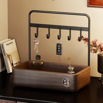Fan lilin black walnut creative desktop ornaments living room entrance study room entrance door key storage box tray walnut color imported solid wood