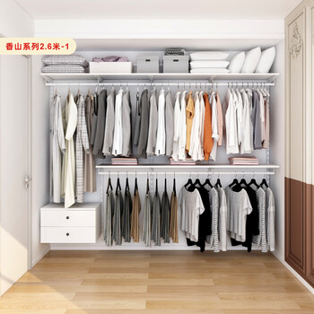 Platinum-resistant metal wardrobe walk-in cloakroom with one wall and whole house customized furniture cabinet combination 2.6 meters xiangshan 2.6 meters-1 delivery to home package installation