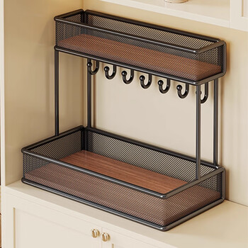 Fan lilin porch shelf door key storage box entry shoe cabinet ornament display rack foyer organizing box artifact black rack-walnut color (large size)