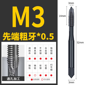 M2 nitriding machine tap tip spiral tap tapping m2-m30 coated nitriding tap tapping nitriding tip m3*0.5