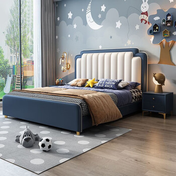 Livable wood art children's bed girl 1.5m1.8m leather bed double princess bed simple style nordic storage bed children's bed + 20cm001 simmons natural ice silk mat 1500mm*2000mm frame structure