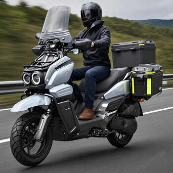 Renmin motorcycle 150 tank scooter efi fuel-saving motorcycle can be registered american patrol car scooter blue and white 150 gold wave machine + cbs system + guardrail + 3 boxes + bluetooth audio