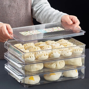 Home katei story japanese dumpling refrigerator storage box food-grade freezing special dumpling box dumpling wonton quick-frozen box crisper box transparent food grade 1 layer about 60 dumplings
