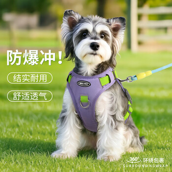 Miki pad dog harness dog rope leash explosion-proof medium dog schnauzer leash vest type harness small dog aurora purple xxxs chest 23-33cm recommended 2-4kg