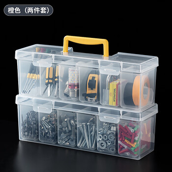 Apocalypse century portable parts box tool parts box multi-gate portable compartment transparent screw accessories storage box electronic components combination set 2 extra large portable boxes + inner box