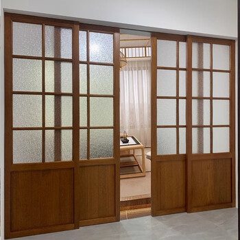 Solid wood sliding door balcony partition door interior door customization simple kitchen door french retro folding door glass door color style size can be customized