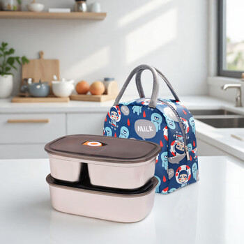 Demas 304 stainless steel crisper box for office workers, microwaveable lunch box with sealed lunch box, 1450+1700+ packs