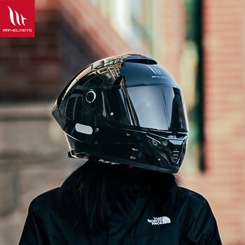 Mt helmets motorcycle helmet thor 4 full-face helmet with large tail fin for men and women summer breathable motorcycle racing double lens 3c certification flash black (standard transparent lens) xl