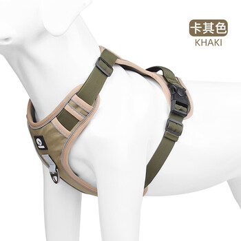Cat and dog harness, traction rope, neck cover, explosion-proof, collision-proof, break-away dog collar, dog leash for small, medium and large dogs to go out, khaki color (separate harness, no rope included) m (recommended 15-28 pounds)