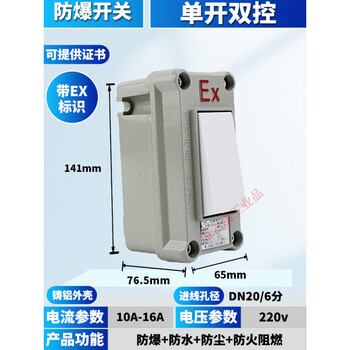 Industrial explosion-proof socket 220v surface-mounted five-hole 10a16a ruiyida three-phase 380v outdoor waterproof and dustproof plug-in strip single-open explosion-proof switch