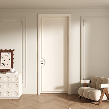 Wen yijia solid wood composite paint door bedroom interior room living room retro white simple french style single door solid wood composite paint warm white