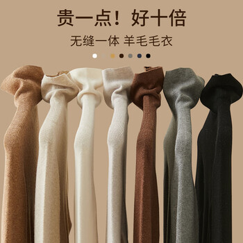 Catman knitted bottoming sweater for women in autumn and winter with wool inside and can be worn outside with pile collar 2025 new style long-sleeved turtleneck sweater