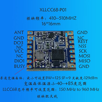 Yue changsheng sx1278 wireless module free shipping and invoiceable lora spread spectrum 433m wireless module long distance golden llcc68-p01433m