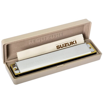 Suzuki japan's original imported suzuki suzuki harmonica 24-hole polyphonic c key professional performance level children's beginner's introduction originally imported 24-hole silver polyphonic + learning materials