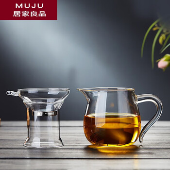 Muji japan's new glass fair cup thickened heat-resistant high-end tea brewing tea set (thickened) 280ml transparent + tea filter