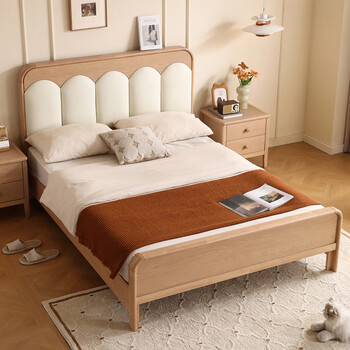 Caiti solid wood children's bed for boys and girls 1.2m single bed 1.5m teen bedroom bed storage bed home bed single bed + 20cm spring mattress 135*190cm air pressure box structure