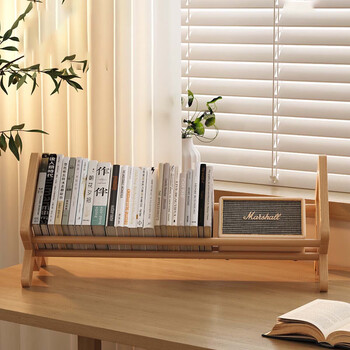 Small craftsman bookshelf desktop storage rack office desk storage storage rack desk storage file rack walnut color 50cm long