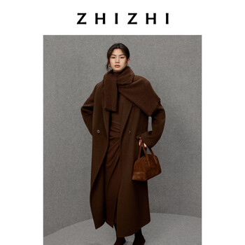 Zhizhi shantingyan retro peaked collar, wide shoulders, yak velvet suit coat, mocha s
