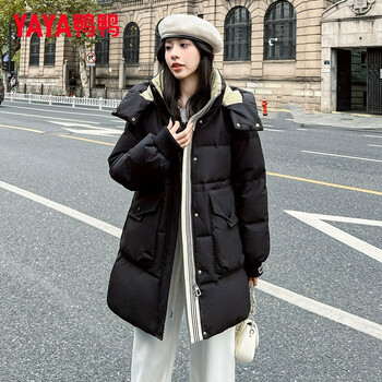 Yaya (yaya) down jacket women's mid-length 2025 new autumn and winter versatile hooded waist hooded warm thick coat