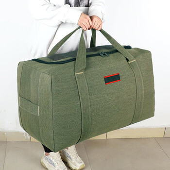 Rsrddy extra large capacity 120 liter canvas bag hand travel bag luggage bag moving quilt storage bag military green extra large 120 liters