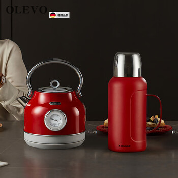 Olevo germany imported high-quality antique electric kettle for household insulation all-in-one kettle 2025 new automatic constant temperature wedding kettle + heirloom kettle tomato red set 1l