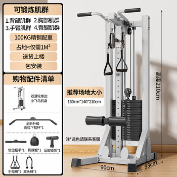 Langyi white gantry fitness home fitness equipment multi-functional all-in-one pull-up squat rowing machine basic model + 100kg? stainless steel counterweight