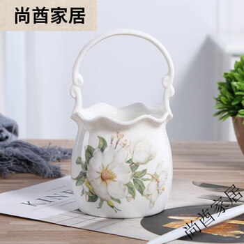 Pupan creative ceramic flower basket desktop storage tube fruit knife, fork, chopsticks, spoon storage box tableware 08