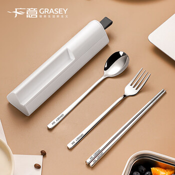 Guangyi tableware student 304 stainless steel set food grade student office worker special portable tableware 304 stainless steel tableware 4-piece set