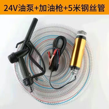12v electric oil pump, universal small water pump, oil pump, self-priming pump, refueling gun, diesel pumping artifact, 24v pump + 5m steel wire pipe + oil gun 1 set