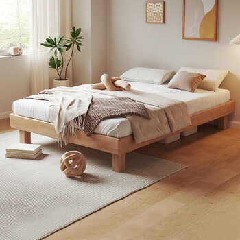 Laikexuan tatami modern simple all solid wood bedroom home small apartment backless single bed 1.2*2m