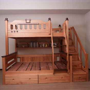 Jieyunmao red sandalwood bunk bed, thickened high and low bed, small apartment, all solid wood one-piece children's bed, red sandalwood customization fee, special shot, 1200mm*2000mm bunk bed