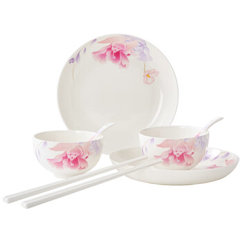 Huaguang bone china bowl set, chinese ceramic bowl, plate and tableware set, lead-free cadmium antibacterial glaze, 8-piece tableware, huahaoyueyuan, 8-piece