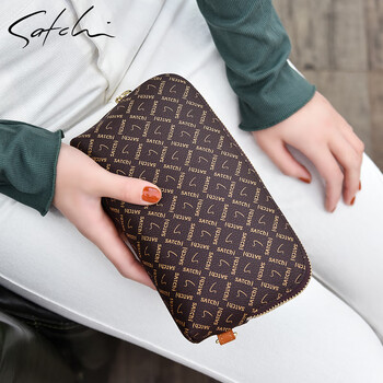 Satchi wallet women's long clutch fashion printed wallet large capacity card holder coin purse women's bag brown-