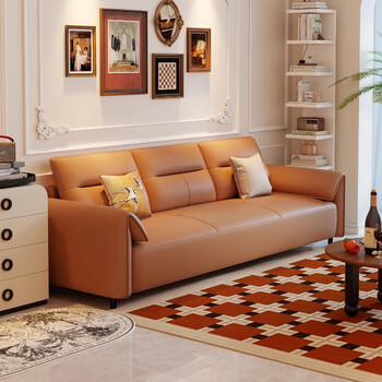 Svago french retro sofa living room 2025 new modern simple apartment small apartment three-person straight cat scratching leather sofa camel wear-resistant cat claw leather large three people 200cm