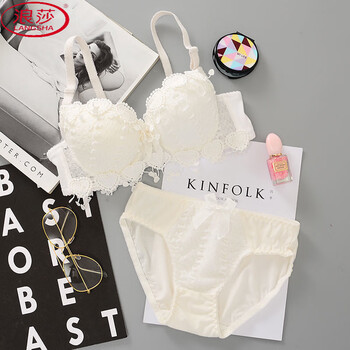 Langsha gentle fairy french women's underwear set thin bra small breast push-up girl sexy lace bra bra love white 85b 38/85 (single piece)
