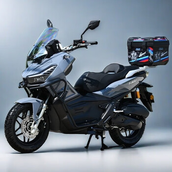 Jilang's new adv motorcycle 150 can be registered as a fuel scooter, national iv efi air-cooled water-cooled motorcycle, off-road long-distance, cement gray, air-cooled, guardrail + tail box