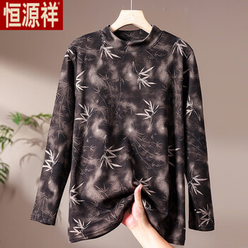 Hengyuanxiang middle-aged and elderly mother's clothing autumn and winter turtleneck warm bottoming shirt women's new large size long-sleeved t-shirt top d18 color five 4xl recommended weight 140-160