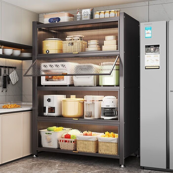 Yingyan kitchen rack floor-standing sideboard integrated wall multi-layer storage cabinet stainless steel cabinet storage cabinet upgraded extra thick three-layer length 60 depth 35 height 80