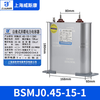 Viscon self-healing single-phase compensation capacitor bsmj0.45-30-1 two heads 20 25kvar bsmj0.45-15-1
