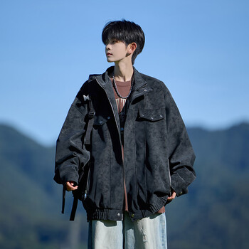 Shelley jones american retro pu leather jacket men's autumn new loose trendy high-end handsome jacket clothing black xl recommended 125-135 pounds