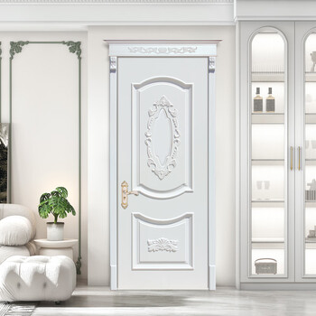 Interior door french wooden door european style pressed line carving set bedroom door bathroom silent solid wood carbon crystal composite door single side with door head