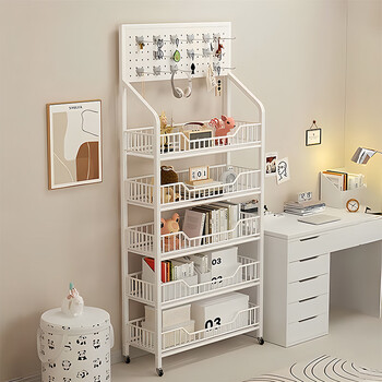 Zhuobo kitchen rack floor-standing storage rack living room snack rack home shelf metal shelf bh17 five-layer white 60cm