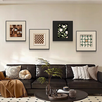 Yihuanyu modern minimalist living room decoration painting 2025 new high-end abstract minimalist sofa background wall hanging painting quadruple painting