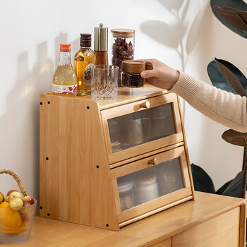 Mann hershey desktop sideboard wall-mounted integrated storage cabinet home dining table cabinet kitchen tea counter top cup holder storage cabinet original color three-layer sideboard cabinet door dustproof